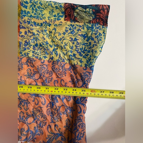 Paparazzi by Biz colorful semi- sheer Oversized poncho Swimsuit cover up tassels - Picture 7 of 7